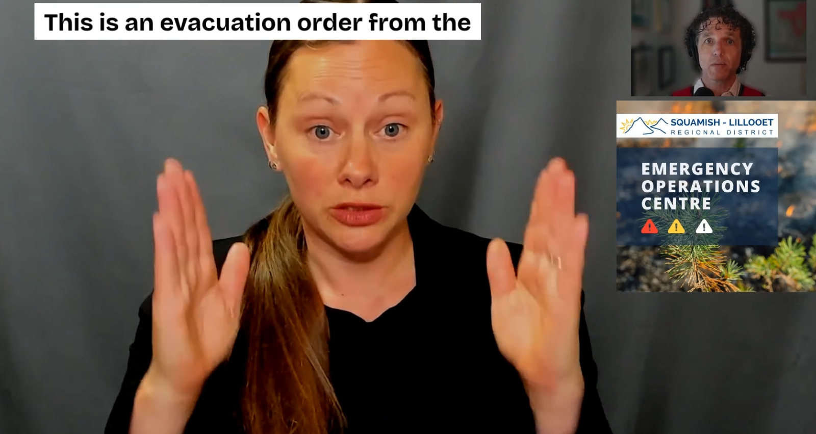 ASL Interpreter alongside an emergency update